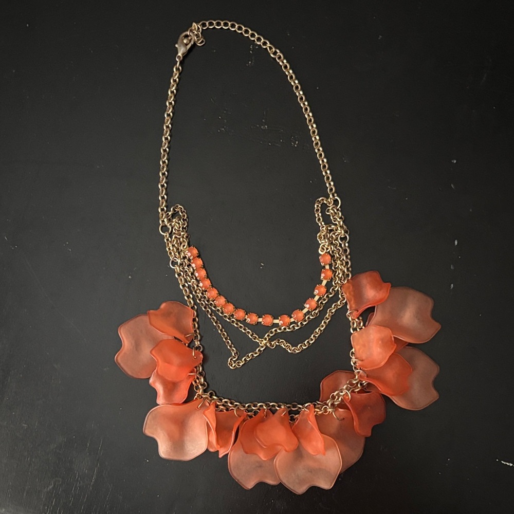 Elegant Gold and Orange Floral Necklace